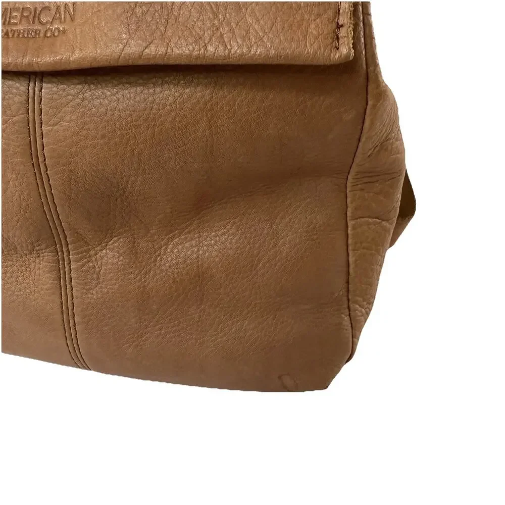 American Leather Company Co Cognac Brown Leather Backpack Purse Bag Day Trip